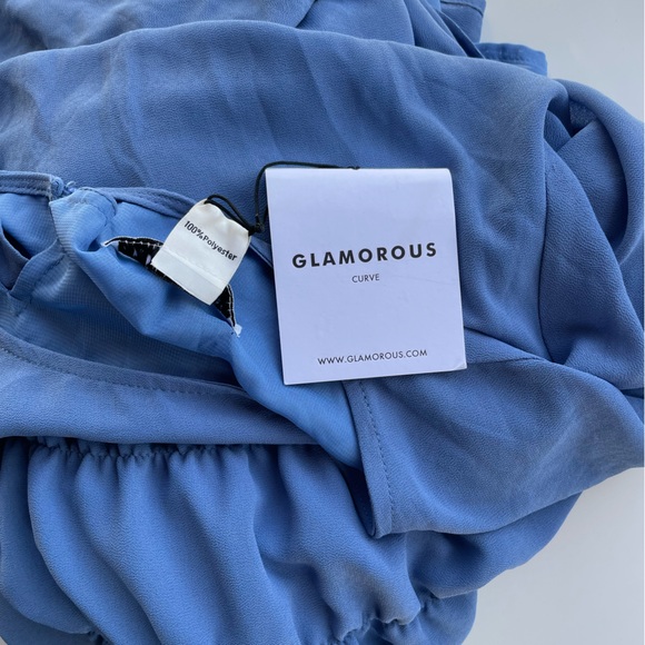 ASOS GLAMOROUS CURVE DRESS Women’s Size 22 Blue Smocked Long Sleeve Midi - Picture 6 of 12